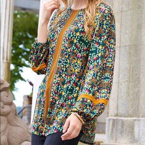 MATILDA JANE women's Floral Top boho 'At The Pumpkin Patch' Balloon Sleeve